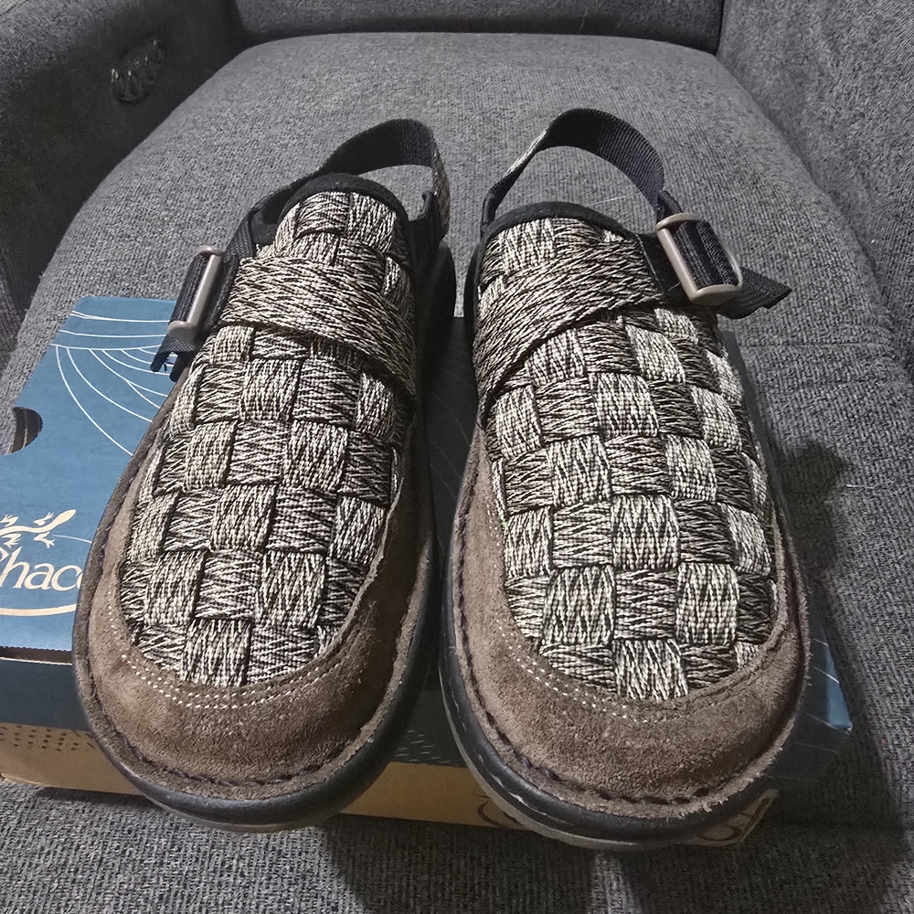 Men's Brown and Black Woven Slip-On Shoes